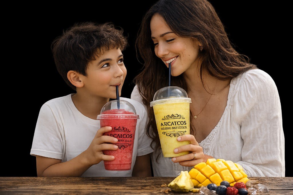 Madre e hijo con batidos Arcaicos